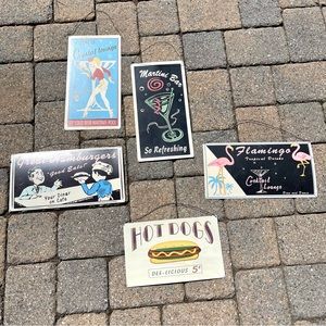 Whimsical Vintage Themed Metal Wall Accents/Bundle of 5